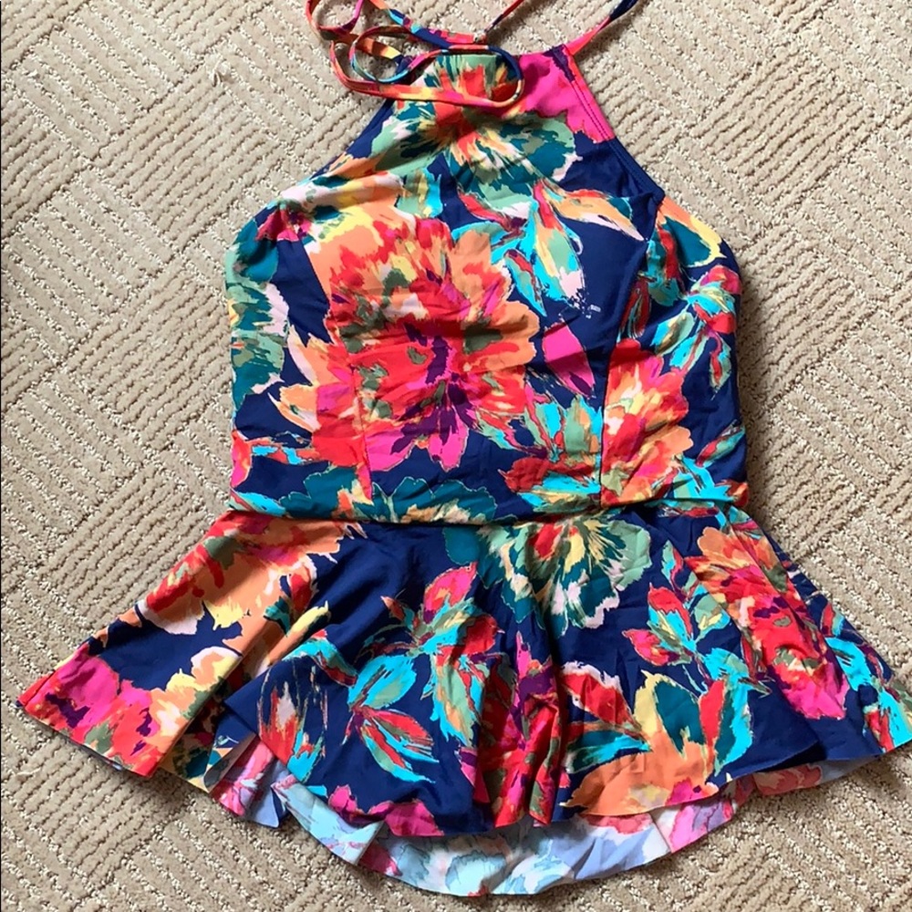 Colorful Flower Halter Tankini